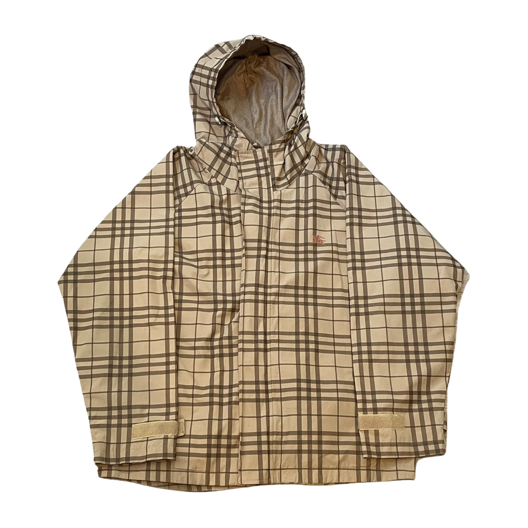 Burberry Biege Plaid Hoodie Coat